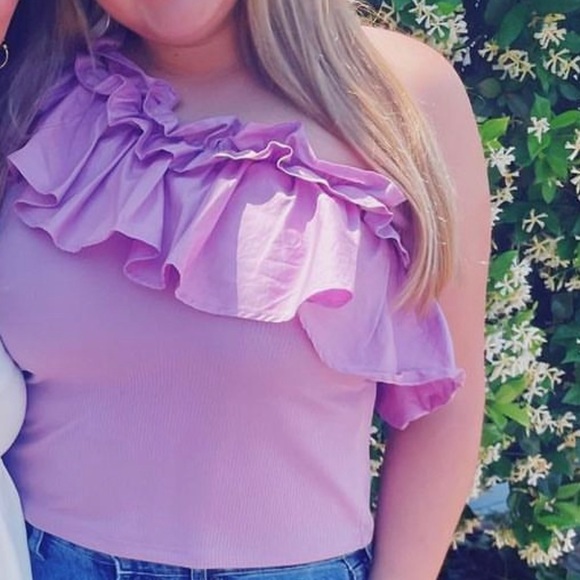 TCEC ONE SHOULDER RUFFLE SHIRT - Picture 2 of 4